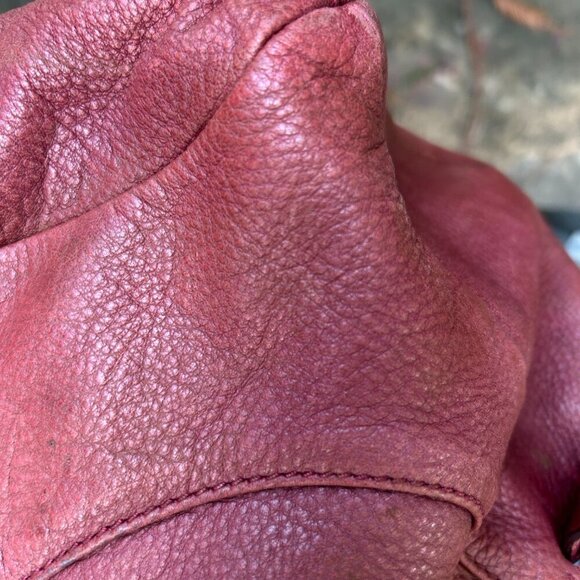 B Makowsky Lisbon Brown Red Drawstring Pocket Hobo Bag Satchel - Picture 8 of 16